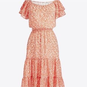 NWT J. Crew Factory Tiered Floral Orange/Red Dress Size 12